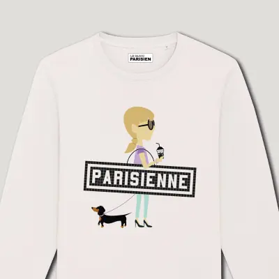 SWEAT-SHIRT COTON BIO IMPRIMÉ - PARISIENNE TECKEL - ÉCRU — photo 2