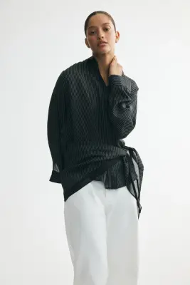 Chemise avec foulard - Noir/rayures tennis — photo 3