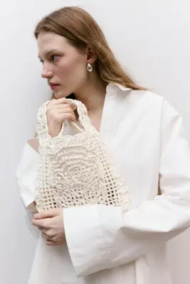 Pochette en paille - Blanc — photo 1