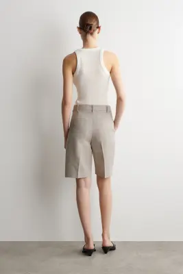 BERMUDA DE TAILLEUR EN LIN - BEIGE CHINÉ — photo 3