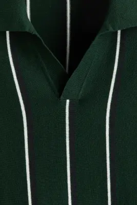 Polo Regular Fit en coton - Vert foncé/rayé — photo 4