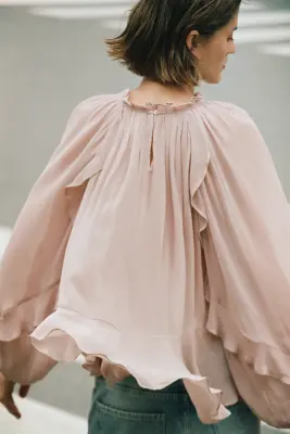 Blouse en viscose avec manches ballon - Rose ancien — photo 2