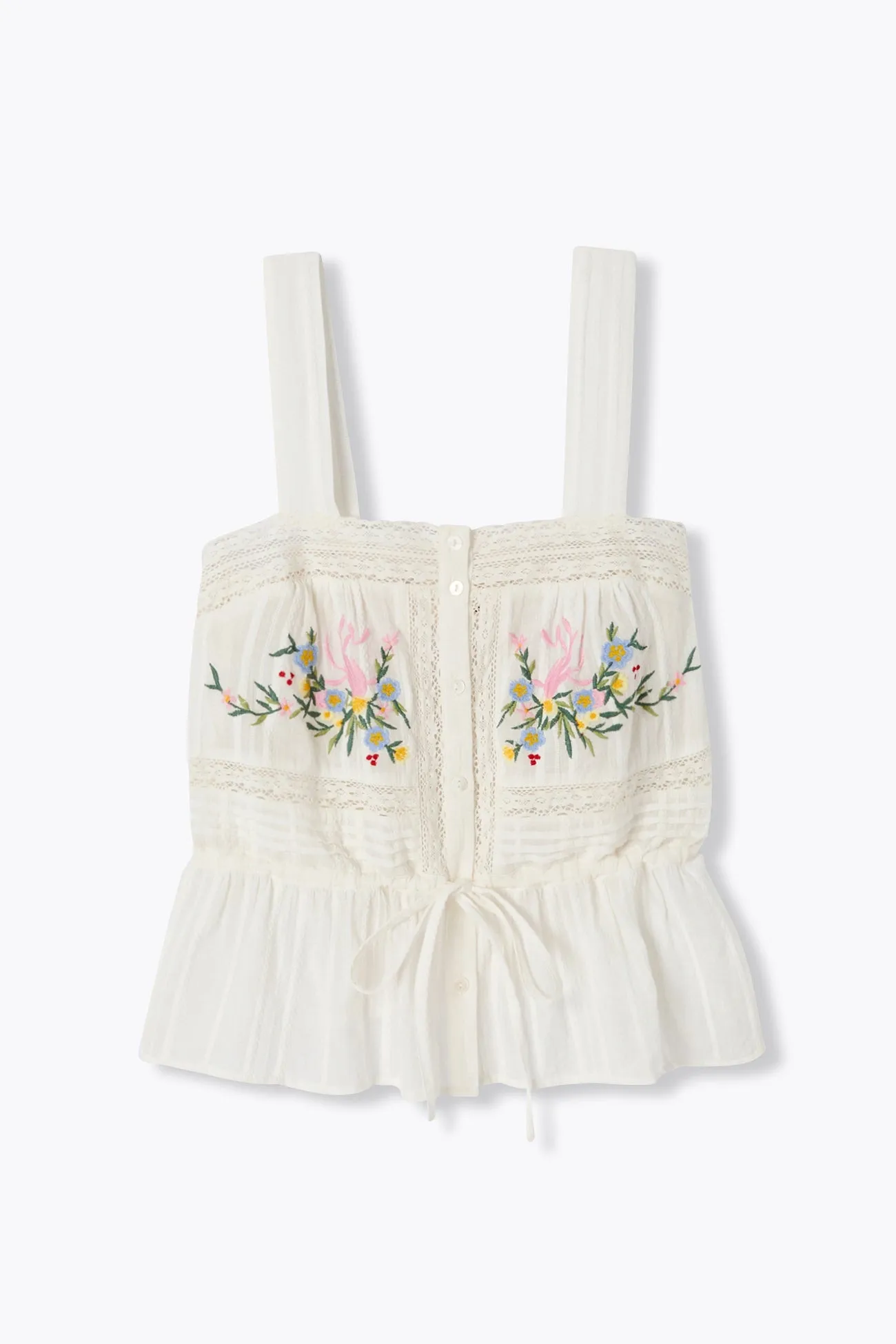 Top en cotonnade brodée Femme