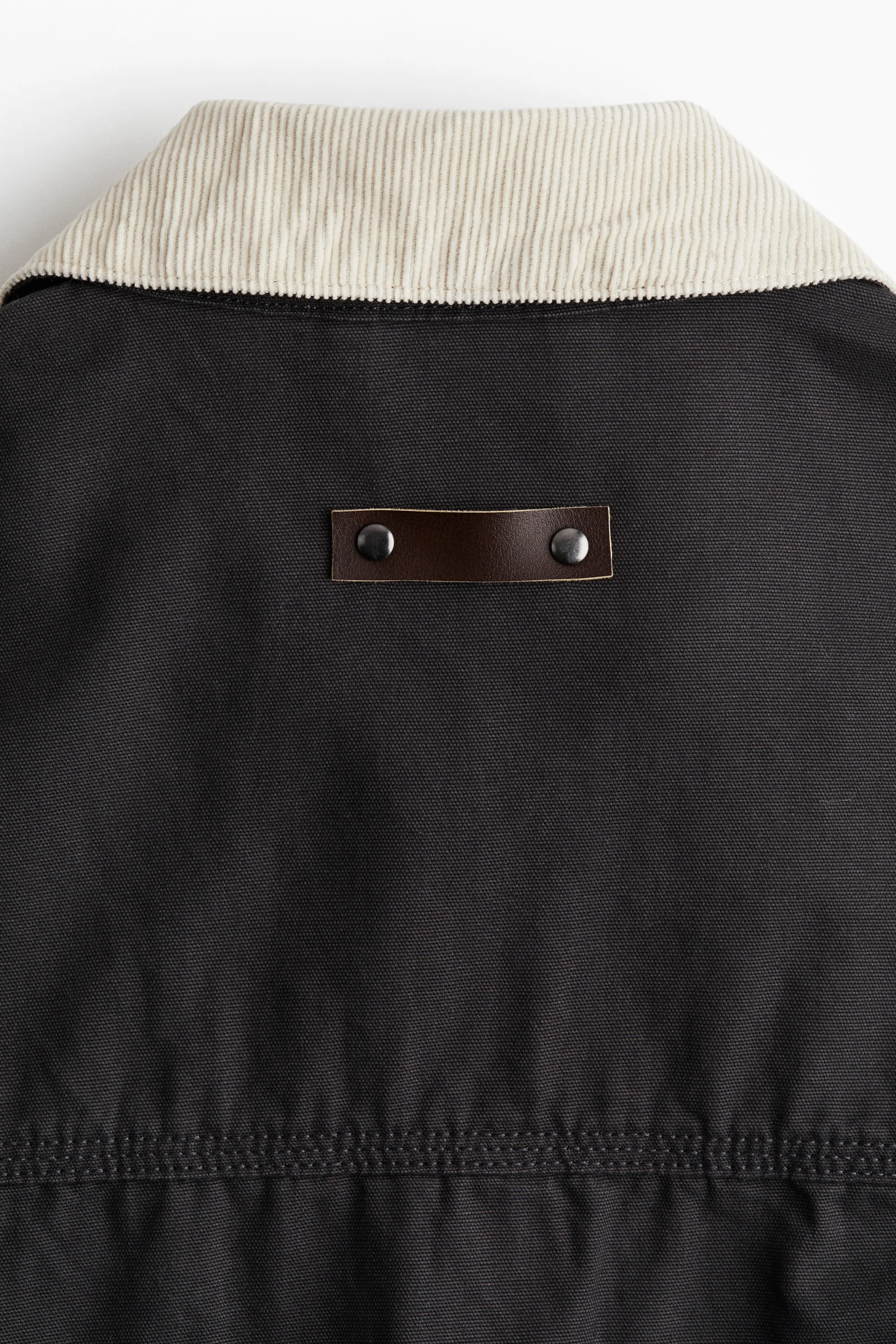 Veste en toile avec col en velours côtelé - Gris foncé