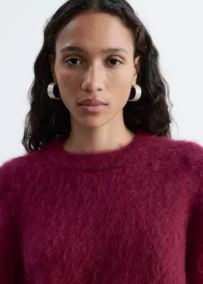T-shirt en maille de mohair mélangé - Fuchsia foncé — photo 3