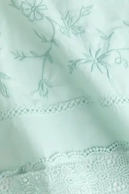 Top asymétrique avec dentelle - Turquoise clair — photo 4