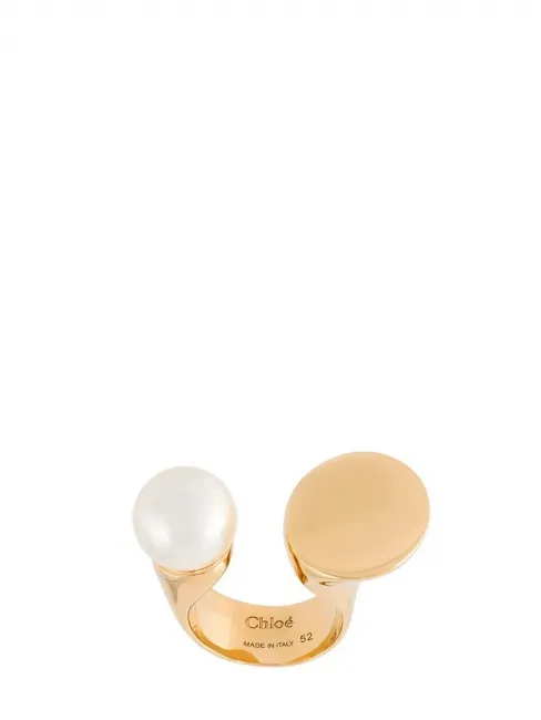 Bague DARCEY en laiton doré et perle ivoire Prix boutique 550€ Taille 52