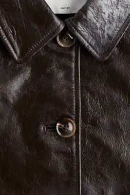 Veste en cuir - Marron foncé — photo 3