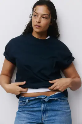 T-shirt boxy - Bleu marine — photo 2