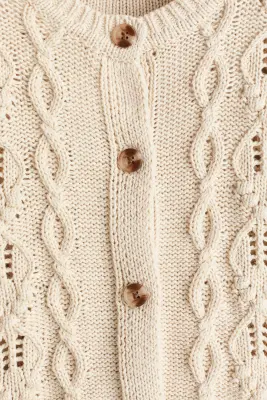 Gilet en maille fantaisie de coton - Beige — photo 4