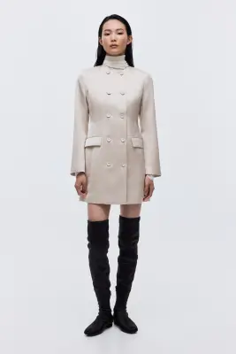 Robe blazer à fermeture croisée - Beige clair — photo 2