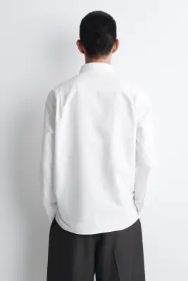 CHEMISE OXFORD EN COTON - BLANC — photo 4