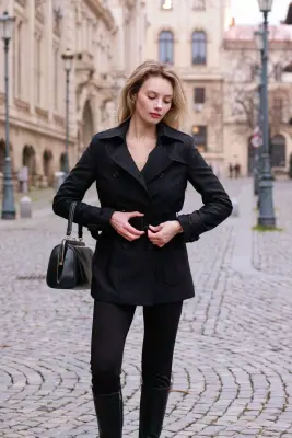 Leanne Short Trench Coat - Black — photo 2