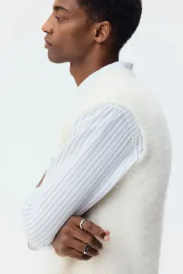 Pull sans manches Loose Fit en alpaga mélangé - Crème — photo 4