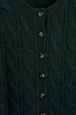 CARDIGAN EN MAILLE TORSADÉE DE PUR CACHEMIRE - VERT FONCÉ — photo 5