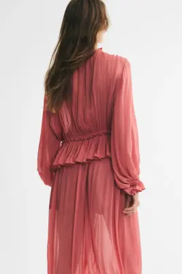 Pantalon froissé en viscose - Rouge ancien clair — photo 2