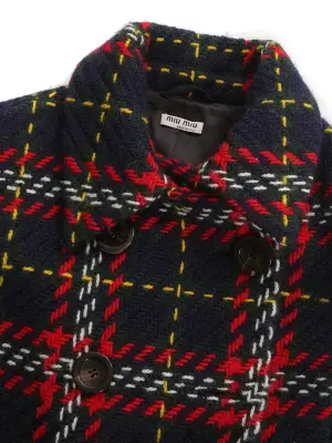 Veste manteau écossaise à boutons en laine bleu marine Prix boutique 2550€ Taille 36 — photo 2