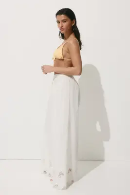 Pantalon de plage à jambes larges en popeline - Blanc — photo 4