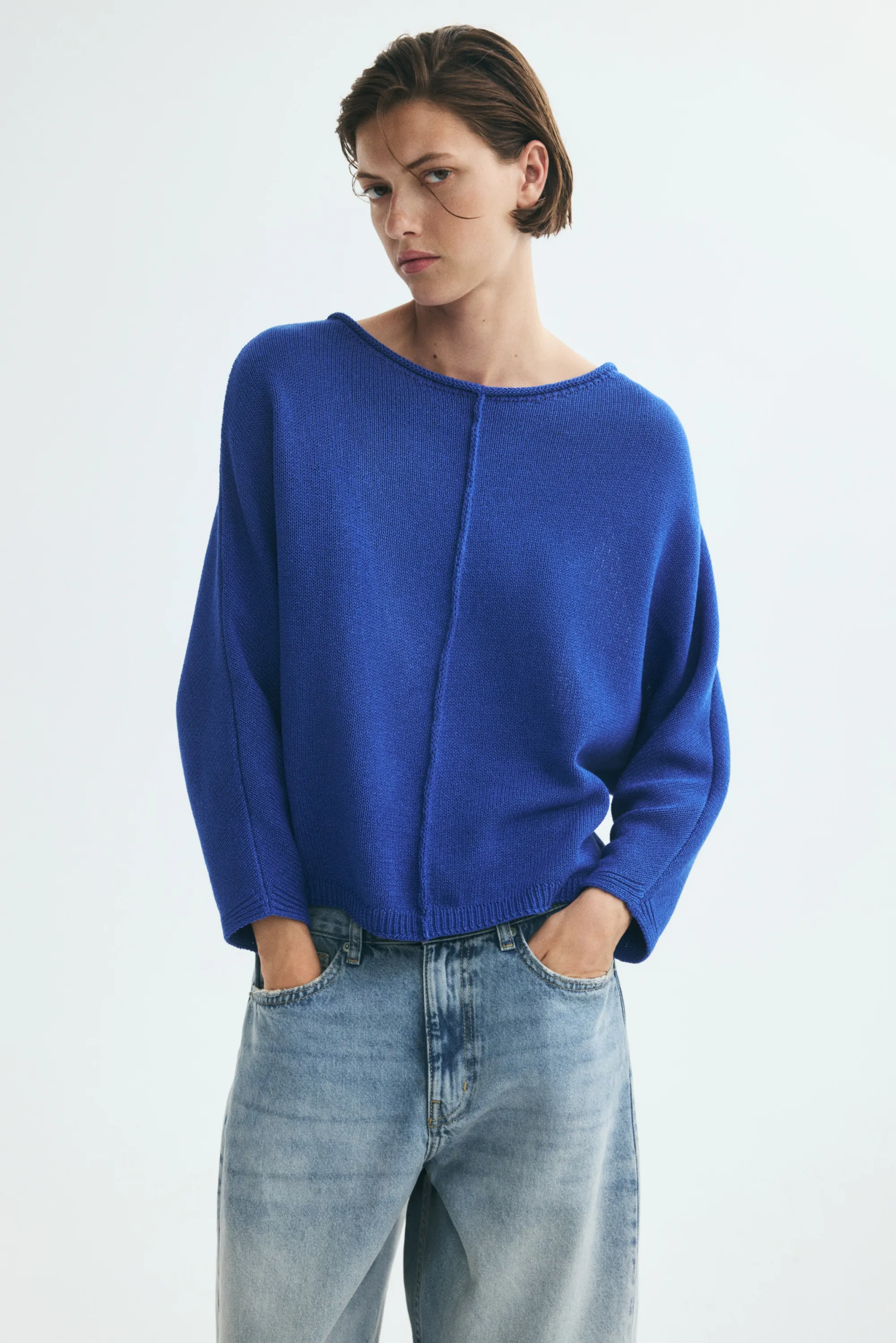 Pull à manches chauve-souris - Bleu vif
