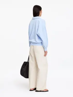 Sweat polo en tissu éponge - Bleu ciel — photo 2