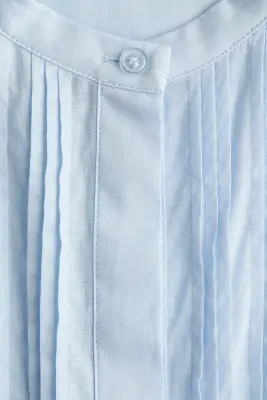 Blouse en coton avec plis nervure - Bleu clair — photo 3