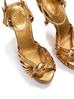 Sandales salomé à talon en python doré Prix boutique 650€ Taille 36 — photo 4