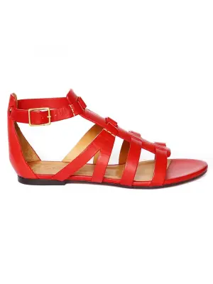 Sandales gladiators plates en cuir rouge NEUVES Prix boutique 475€ Taille 36,5 — photo 5