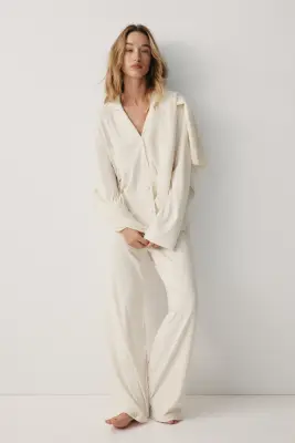 Pyjama en modal mélangé - Crème — photo 1