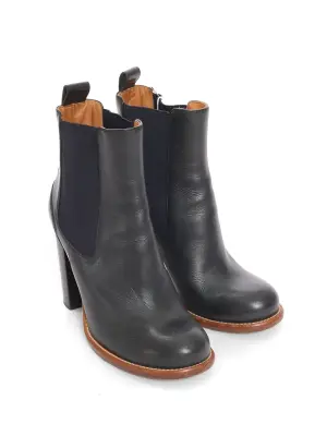 Bottines chelsea en cuir bleu marine à talon bois Prix boutique 800€ Taille 38 — photo 3