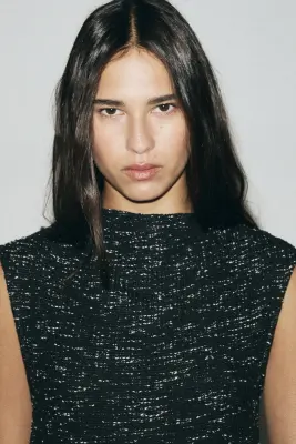 Top frangé - Noir chiné — photo 1