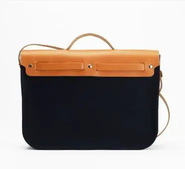 Porte-documents en toile et cuir - Marine — photo 3