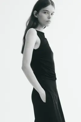 Pantalon en twill avec détail croisé - Noir — photo 2
