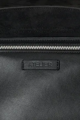 Sac crossbody en cuir - Noir — photo 4