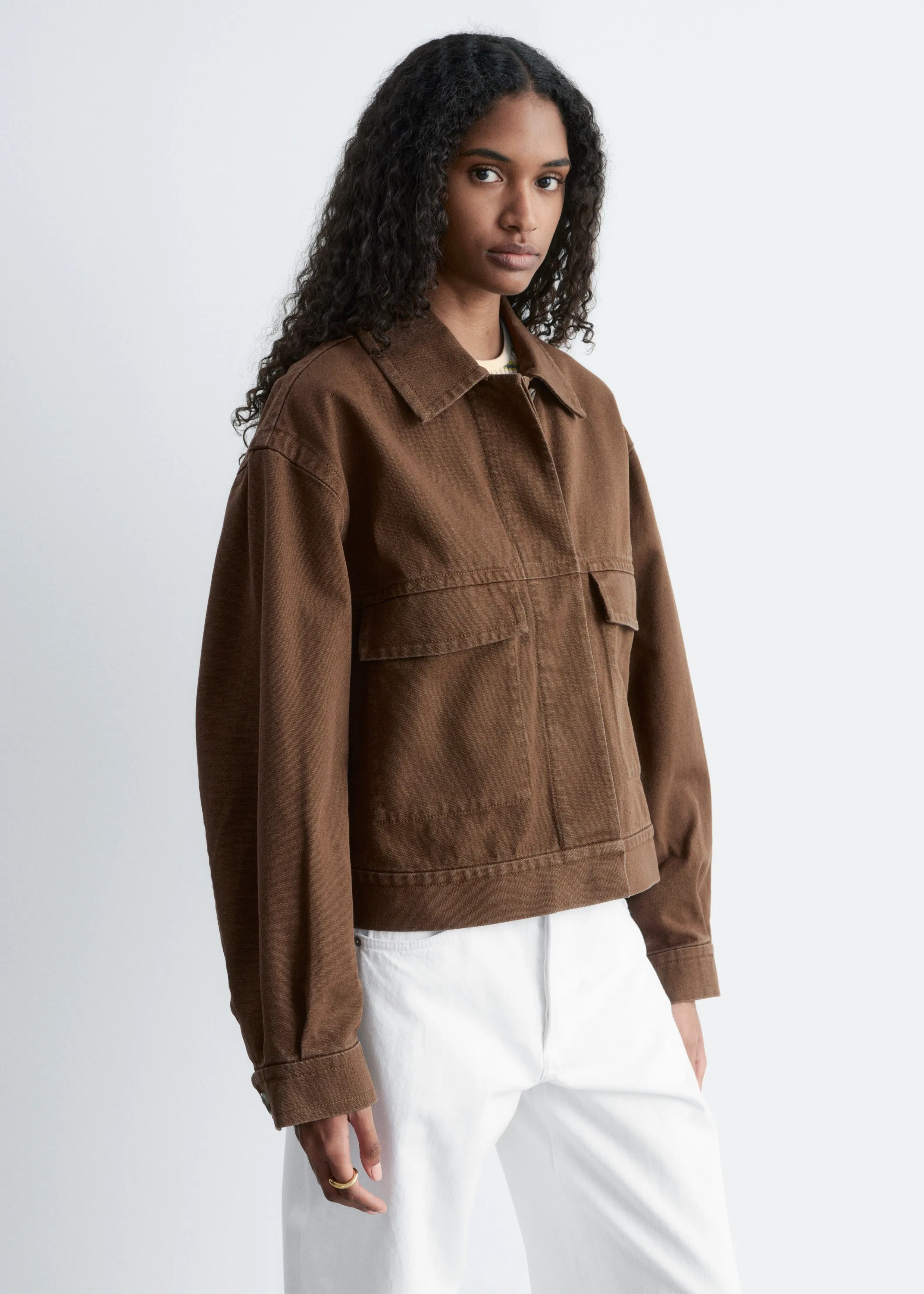 Veste utilitaire en coton - Marron foncé