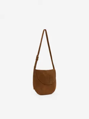 Sac bandoulière en cuir suédé - Marron — photo 1