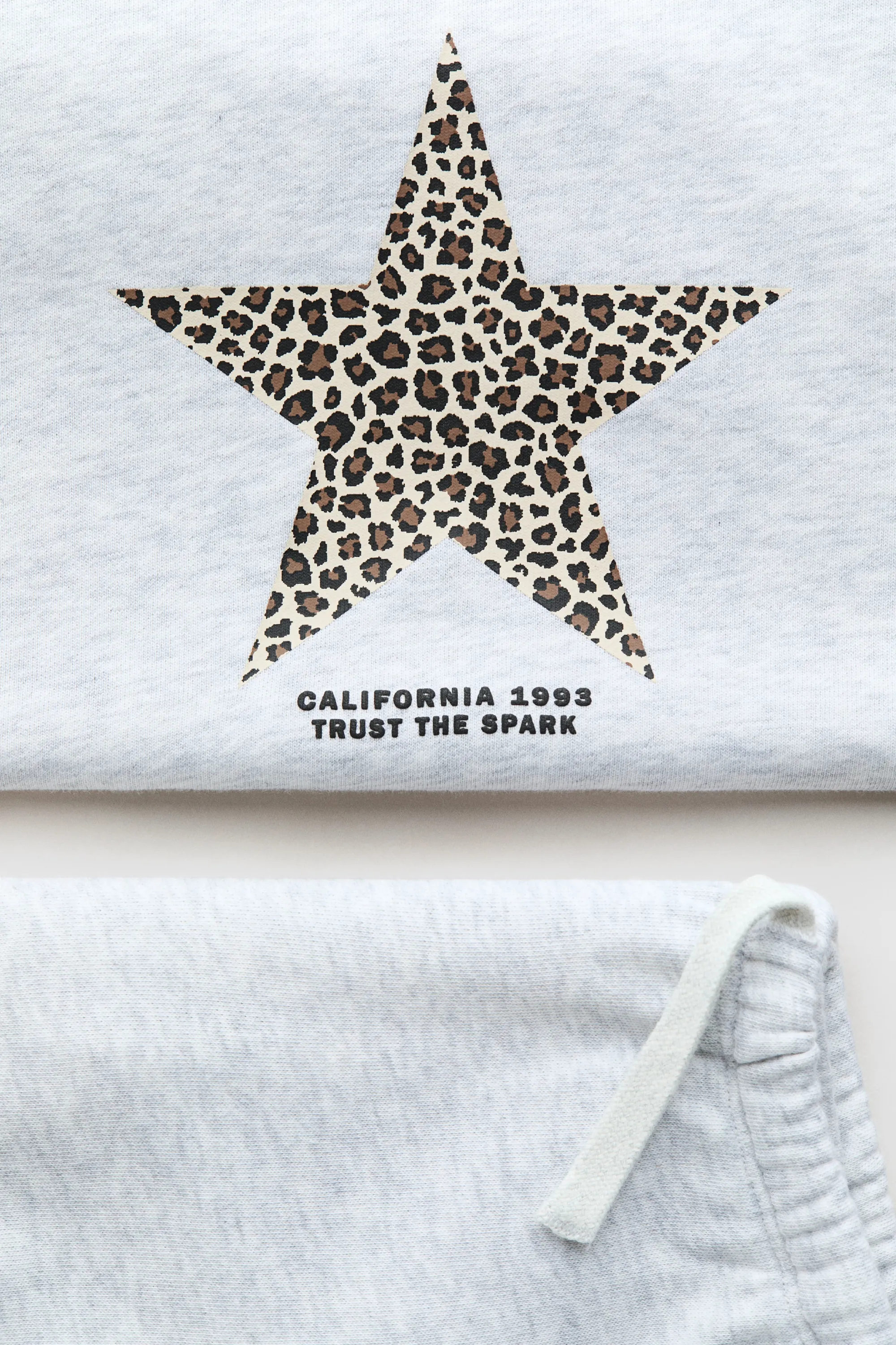 2-piece print-motif sweatshirt set - Gris clair chiné/étoile