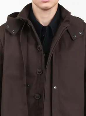 Multi Pockets Flapped Parka in Chocolate Waterproof Teflon — photo 5