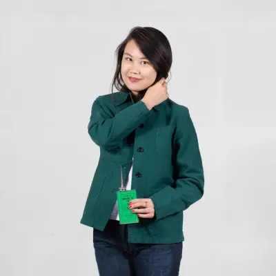Veste de travail en croisé coton bio 1G/4F - Vert Bouteille — photo 1