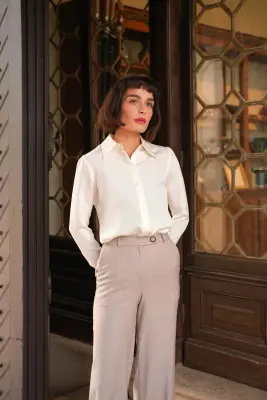 Alexandra Silk Blouse - Cream — photo 3