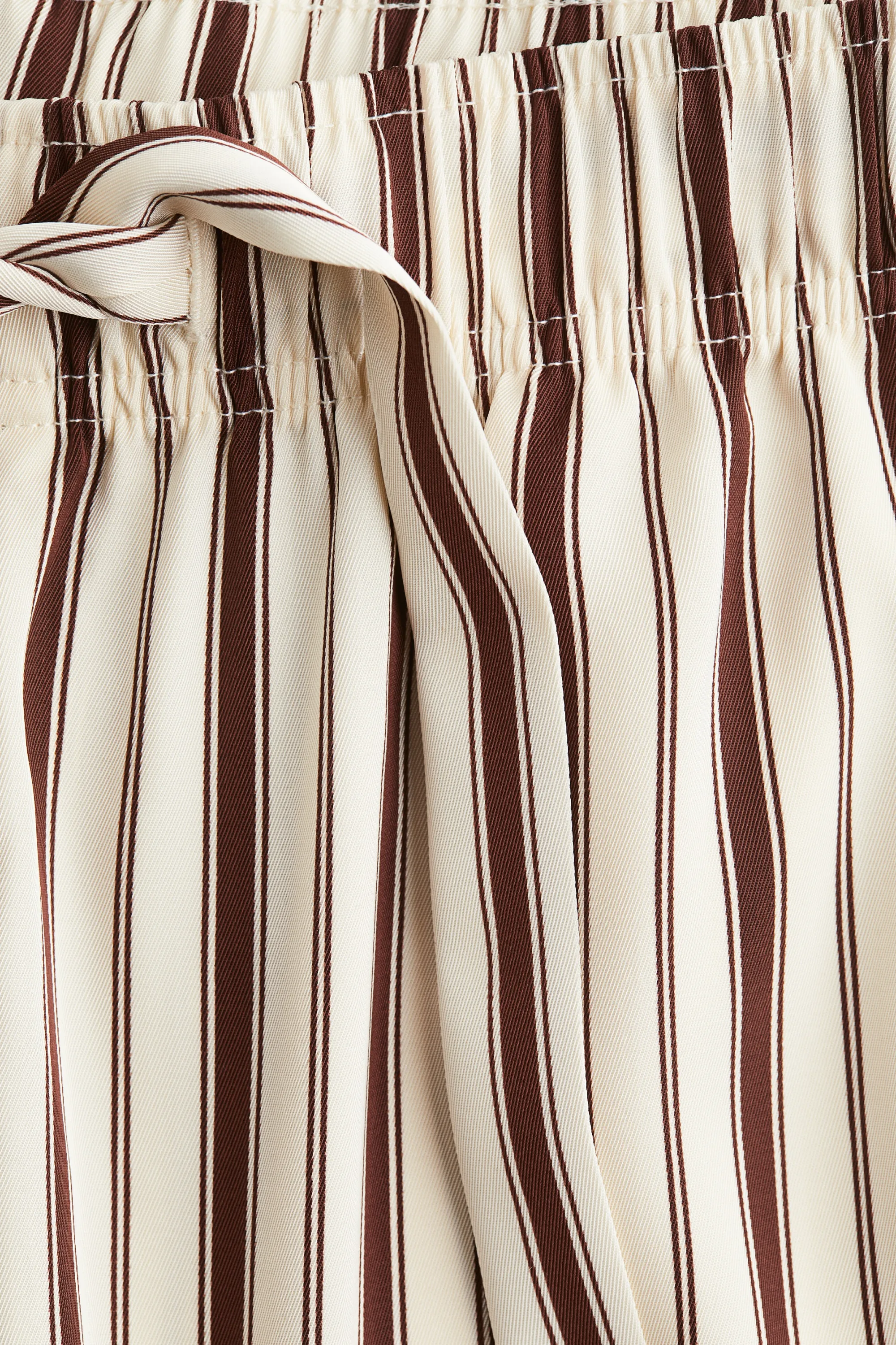 Pantalon en twill avec cordon de serrage - Beige clair/rayures marron