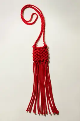 Sac filet crossbody à franges - Rouge — photo 1