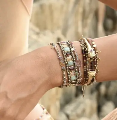 Nouveau ! ROOM SERVICE JEWELRY Bracelet Kasha Macramé Tourmaline -30% — photo 4