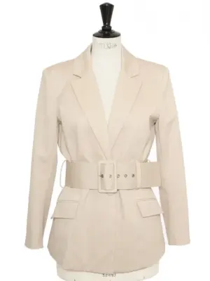 Veste de tailleur en coton mélangé beige ceinture large Prix boutique 450€ Taille 40 — photo 1