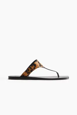 Sandales en cuir - Beige/imitation léopard — photo 1