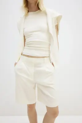 Short Bermuda Wrinkle Resistant Relaxed Fit - Crème — photo 2