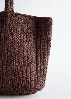 Sac cabas en paille - Marron foncé — photo 5