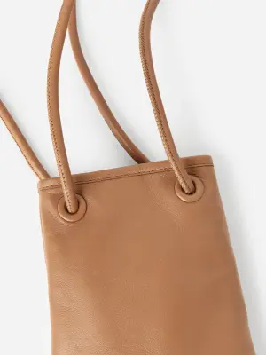 Sac en cuir à bandoulière - Beige — photo 2