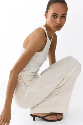 Wide tailored trousers - Crème — photo 2