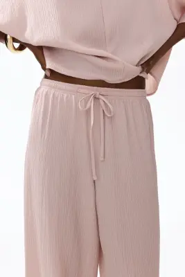 Pantalon large avec taille élastique - Rose ancien clair — photo 1