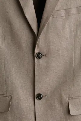 Veste Slim Fit en lin - Beige foncé — photo 2